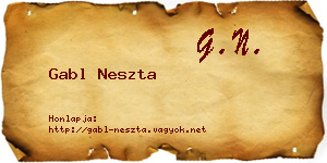 Gabl Neszta névjegykártya